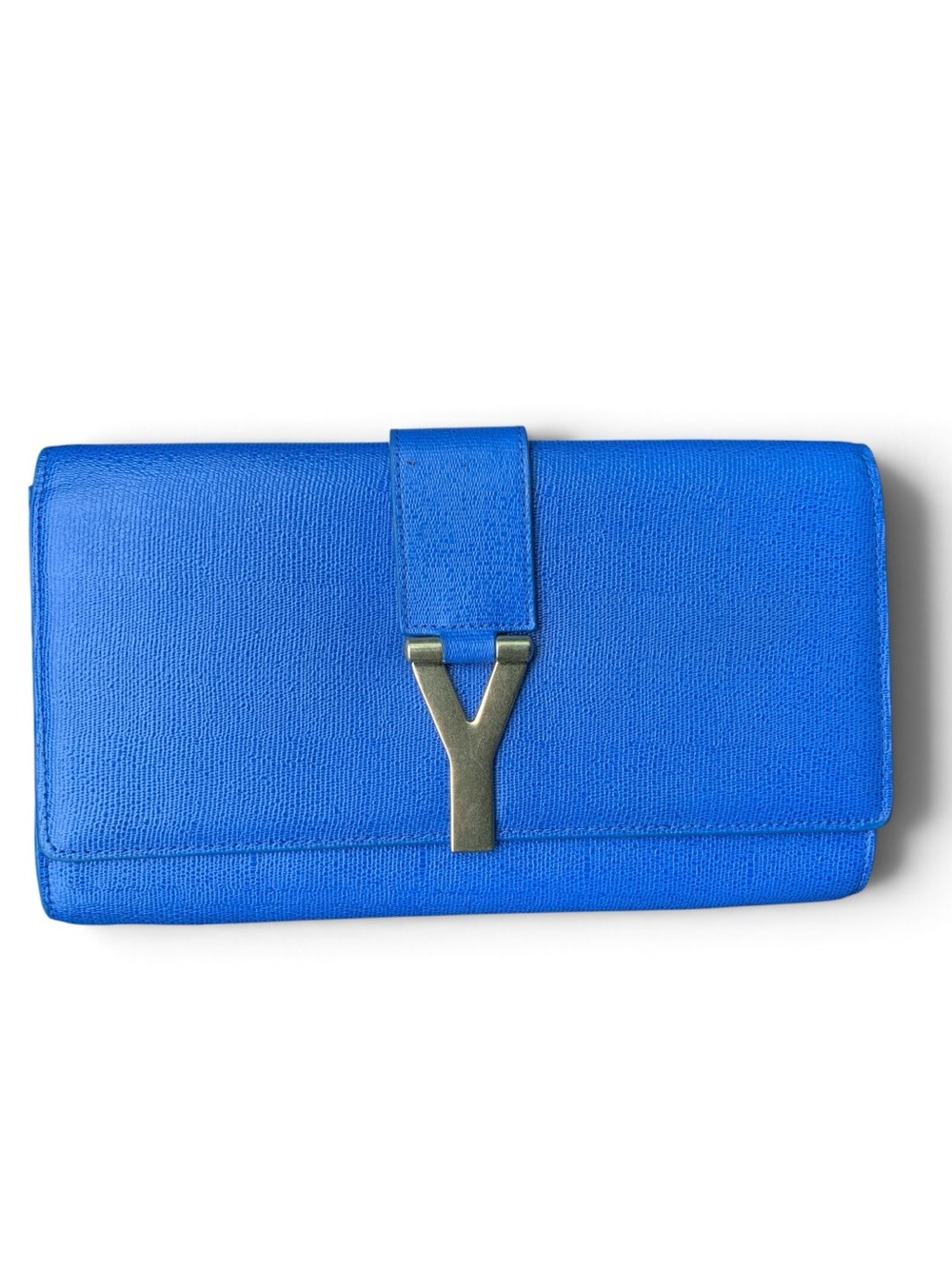 YVES SAINT LAURENT Cobalt Blue Leather Clutch